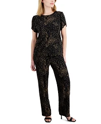 Ak Anne Klein Petite Printed Wide-Leg Pull-On Knit Pants