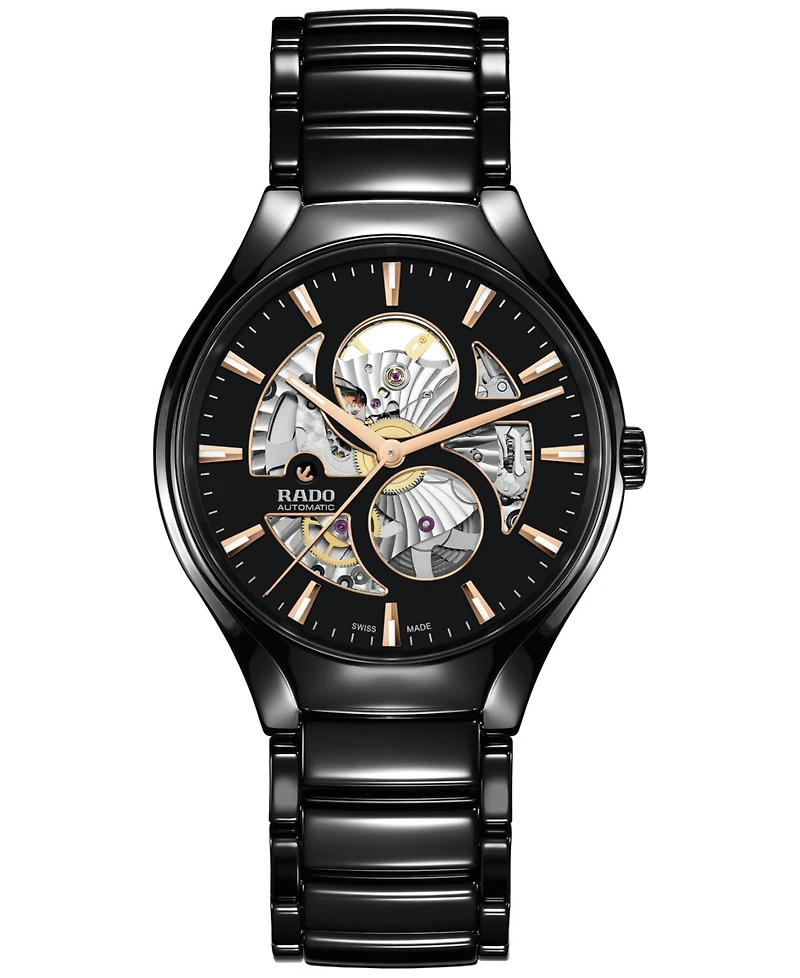 Rado Unisex Swiss Automatic True Black High-Tech Ceramic Bracelet Watch 40mm