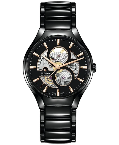 Rado Unisex Swiss Automatic True Black High-Tech Ceramic Bracelet Watch 40mm