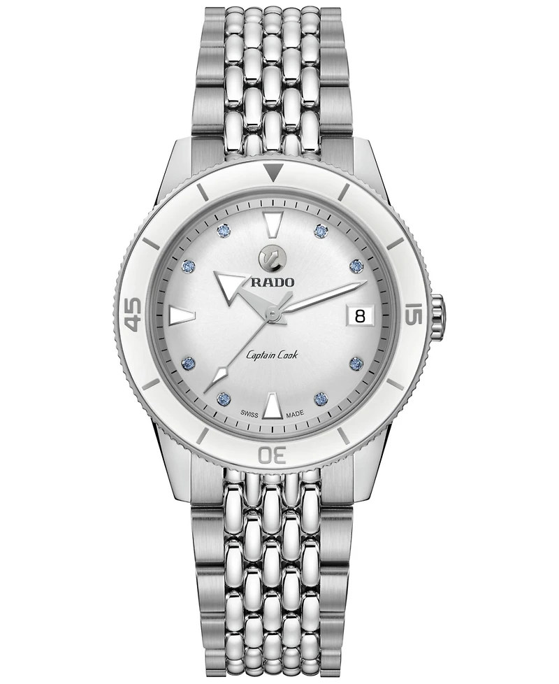 Rado Women's Swiss Automatic Captain Cook Stainless Steel Bracelet Watch 37mm Gift Set