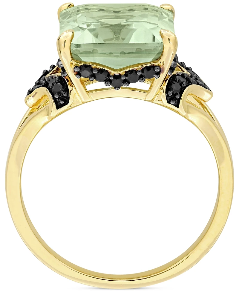 Green Quartz (5-1/3 ct. t.w.) & Black Sapphire (3/8 Statement Ring 18k Gold Flash-Plated Sterling Silver