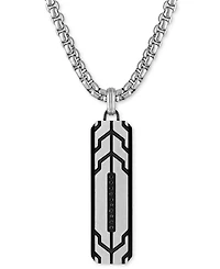 Esquire Men's Jewelry Black Diamond Dog Tag 22" Pendant Necklace in Stainless Steel & Black Ion-Plate, Created for Macy's
