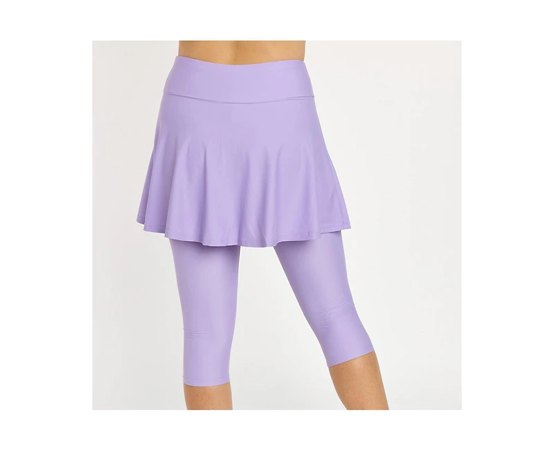 Calypsa Women's Flared Swim Skort With Capri Leggings
