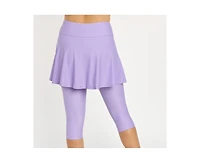 Calypsa Women's Flared Swim Skort With Capri Leggings