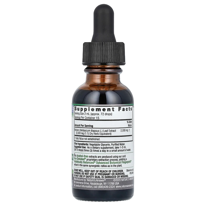 Nature's Answer Mullein Leaf Fluid Extract Alcohol-Free 2 000 mg - 1 fl oz (30 ml)
