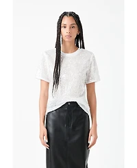 Women's Sequin Shoulder Padded Top