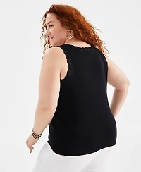 Style & Co Plus Lace-Trimmed Tank Top