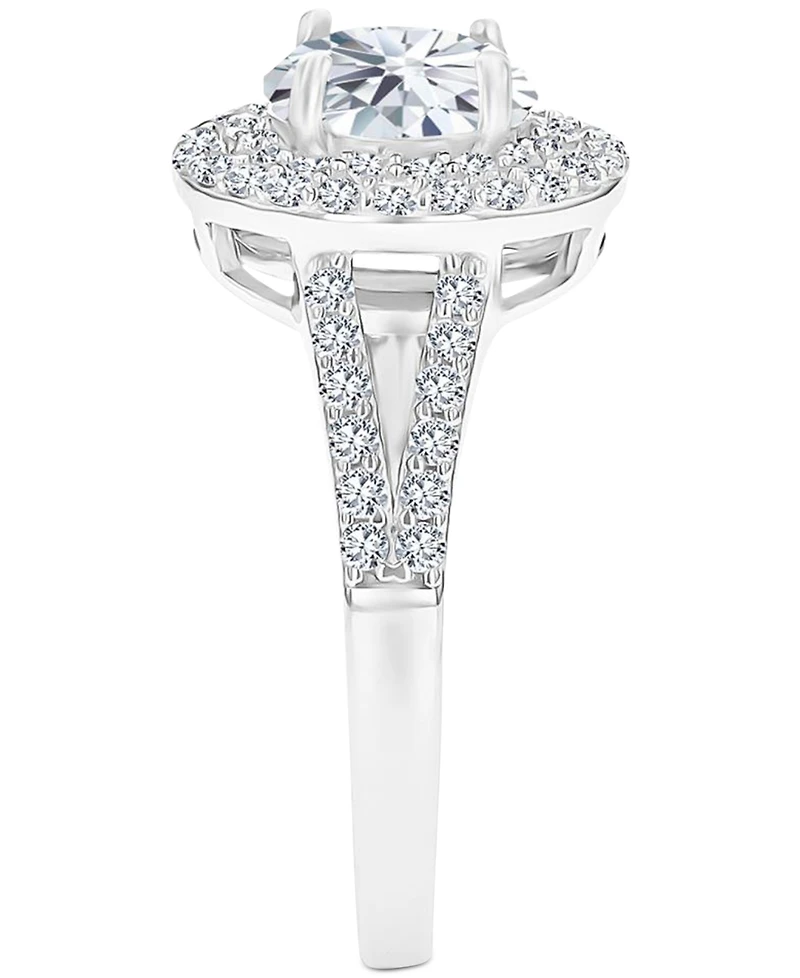 Amethyst (1-1/5 ct. t.w.) & Lab-Grown White Sapphire (5/8 Halo Birthstone Ring Sterling Silver (Also Additional Birthstones)