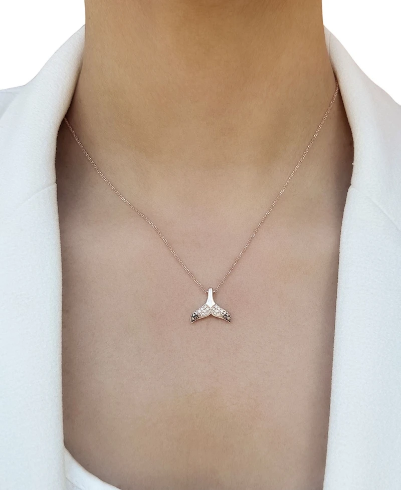 Le Vian Chocolate Ombre Diamond Whale Tail 19" Adjustable Pendant Necklace (1/5 ct. t.w.) in 14k Rose Gold
