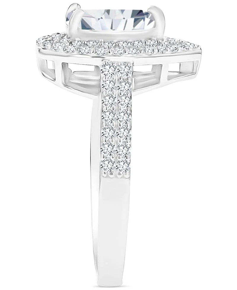 Amethyst (3/4 ct. t.w.) & Lab-Grown White Sapphire Teardrop Halo Birthstone Ring Sterling Silver (Also Additional Birthstones)