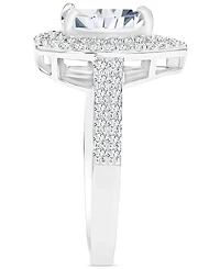 Amethyst (3/4 ct. t.w.) & Lab-Grown White Sapphire Teardrop Halo Birthstone Ring Sterling Silver (Also Additional Birthstones)