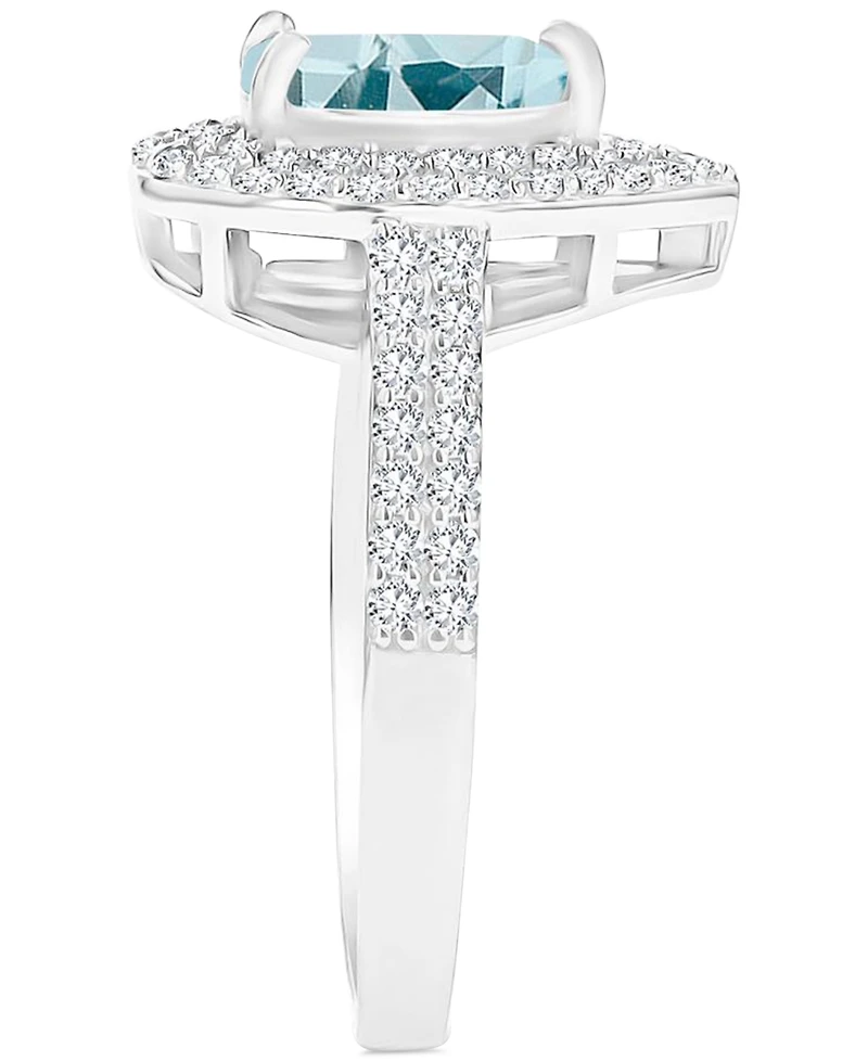 Amethyst (3/4 ct. t.w.) & Lab-Grown White Sapphire Teardrop Halo Birthstone Ring Sterling Silver (Also Additional Birthstones)