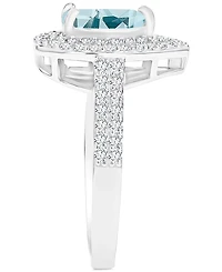 Amethyst (3/4 ct. t.w.) & Lab-Grown White Sapphire Teardrop Halo Birthstone Ring Sterling Silver (Also Additional Birthstones)