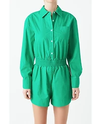 Grey Lab Women's Oversized Shirt Romper