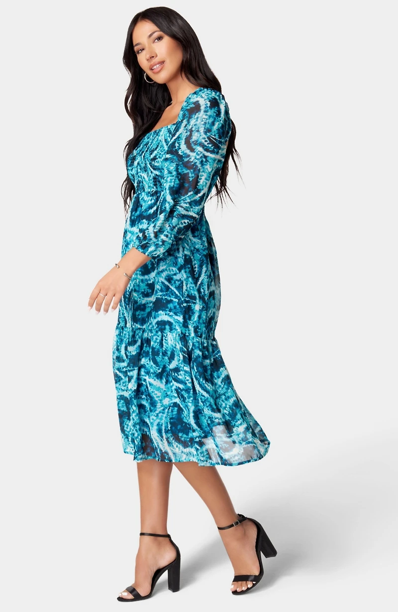 Bebe Women's Printed Chiffon Midi Dress