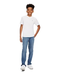 Tommy Hilfiger Big Boys' Solid Embroidered Logo V-Neck Tee