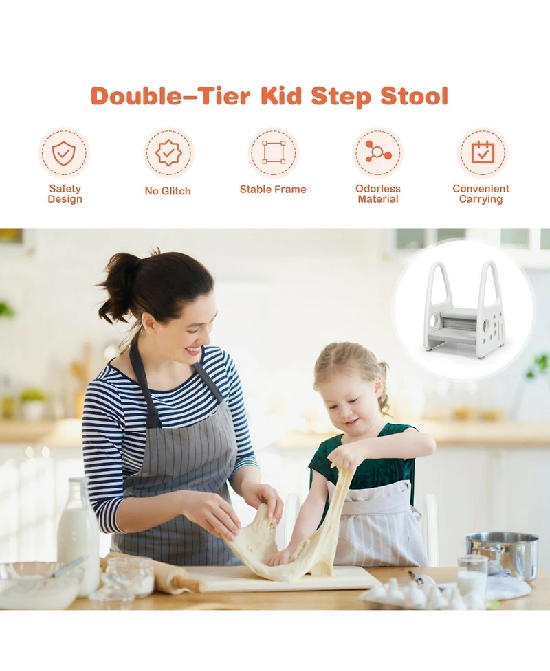 Slickblue Kids Step Stool with Armrest for Kitchen Toilet Potty Training