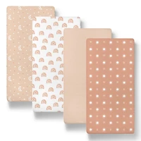 The Peanutshell Boho Bassinet Sheets for Newborn Baby Girl or Baby Boys, 4 Pack Set