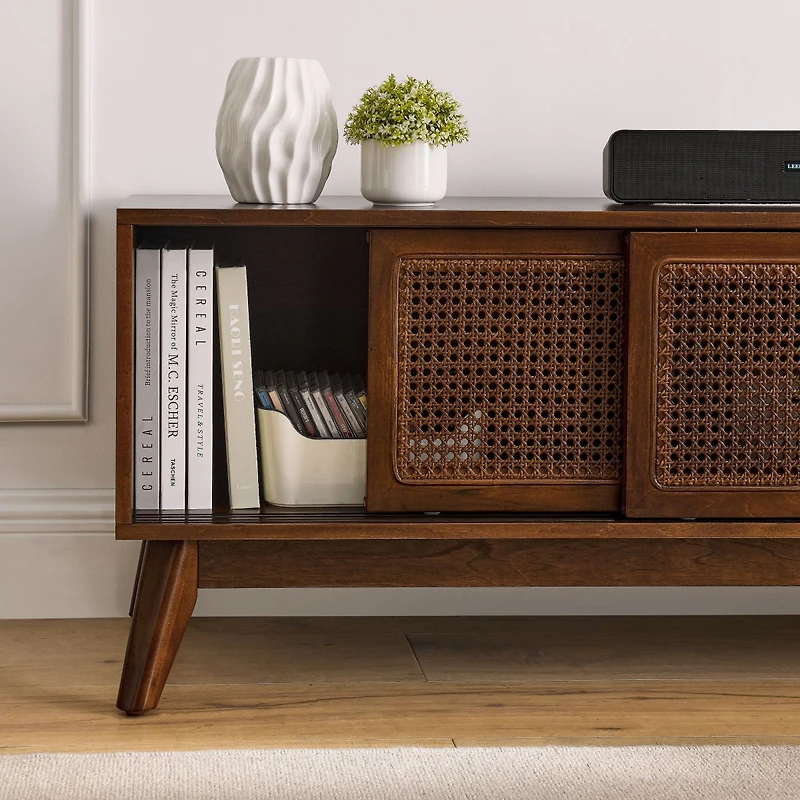 Streamdale Mid Century Modern Rattan Tv Stand for 65" Tv