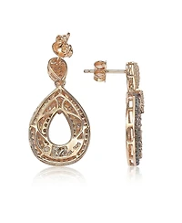 Suzy Levian Sterling Silver Cubic Zirconia Triple Row Tear Drop Dangle Earrings