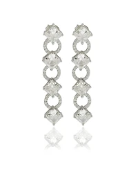 Suzy Levian New York Suzy Levian Sterling Silver Cubic Zirconia Asscher-cut and Circle Long Dangle Earrings