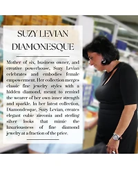 Suzy Levian Sterling Silver Cubic Zirconia Art-Deco Bezel Halo Drop Dangle Earrings