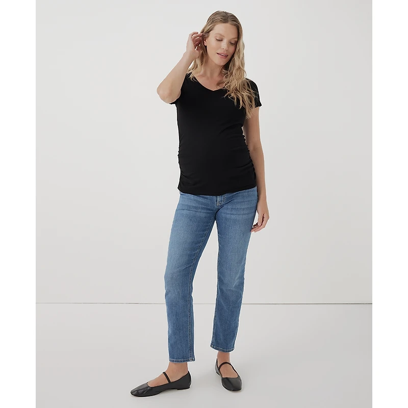 Pact Maternity Organic Cotton Ruched V-Neck Tee