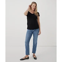 Pact Maternity Organic Cotton Ruched V-Neck Tee