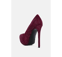 clarisse diamante faux suede high heeled pumps