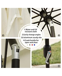 Aoodor Garden Market Umbrella - 10 Ft x 8.3 Outdoor Patio Round