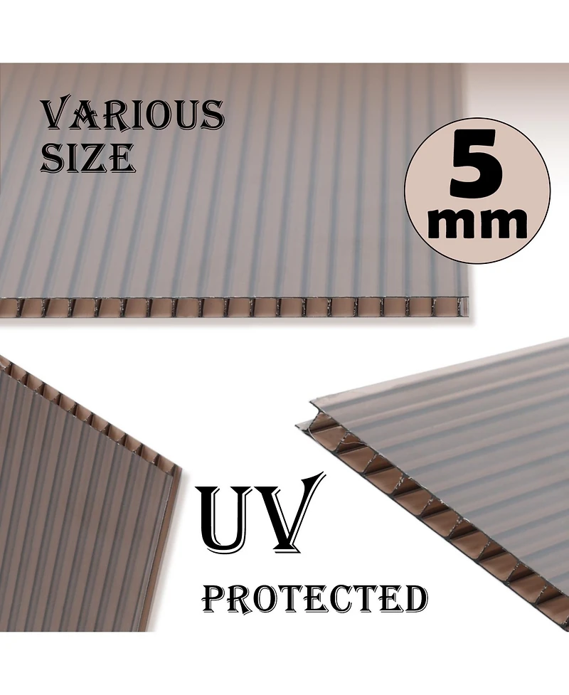Aoodor Polycarbonate Gazebo Proof Panels Polycarbonate Sheet 6 Pieces