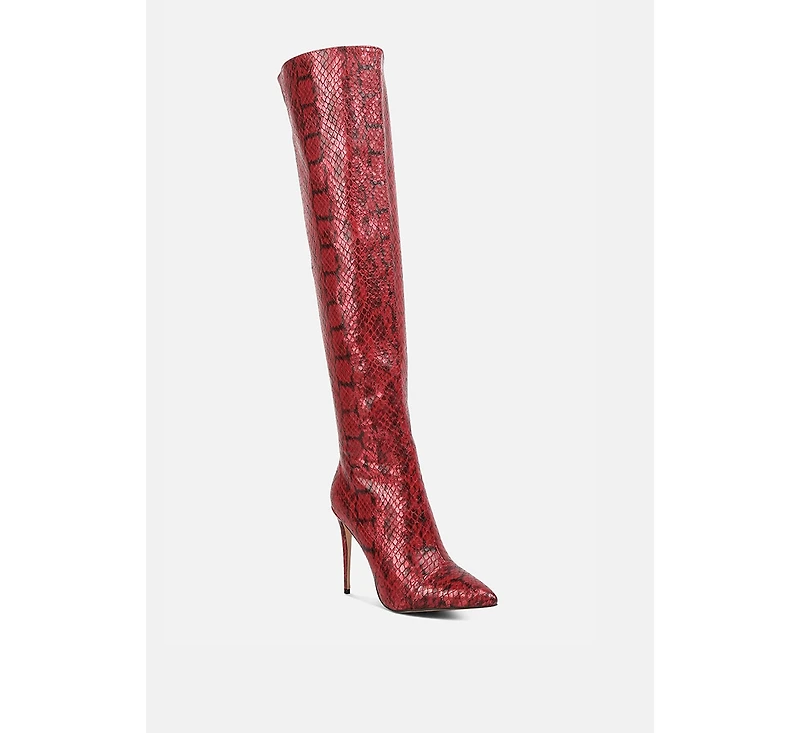 Women's Catalina Snake Print Stiletto Knee Boots