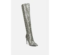 Women's Catalina Snake Print Stiletto Knee Boots