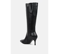 Uptown Pointed Mid Heel Calf Boots