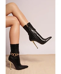 nicole croc patterned high heeled boots