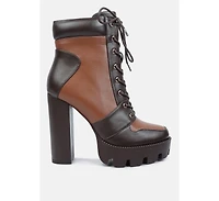 moos block heel lace up boots