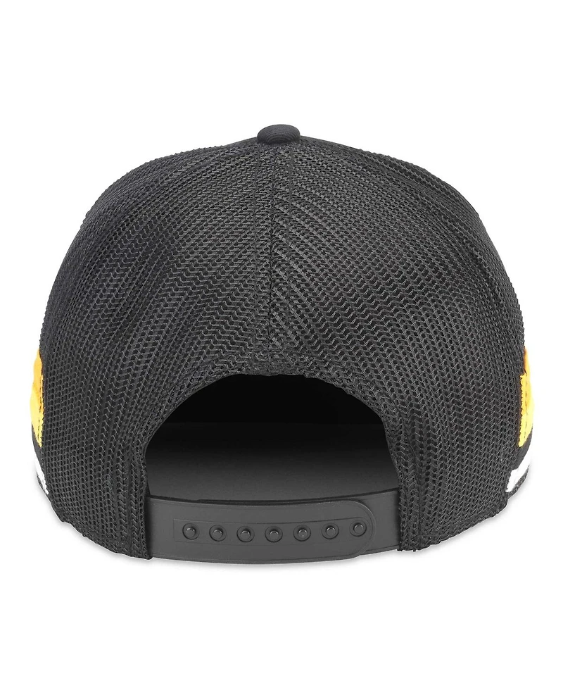 Men's American Needle Black Boston Bruins HotFoot Stripes Trucker Adjustable Hat