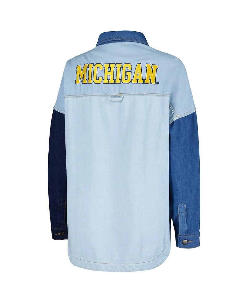 Women's Hype and Vice Denim Michigan Wolverines Multi-Hit Hometown Full-Snap Jacket