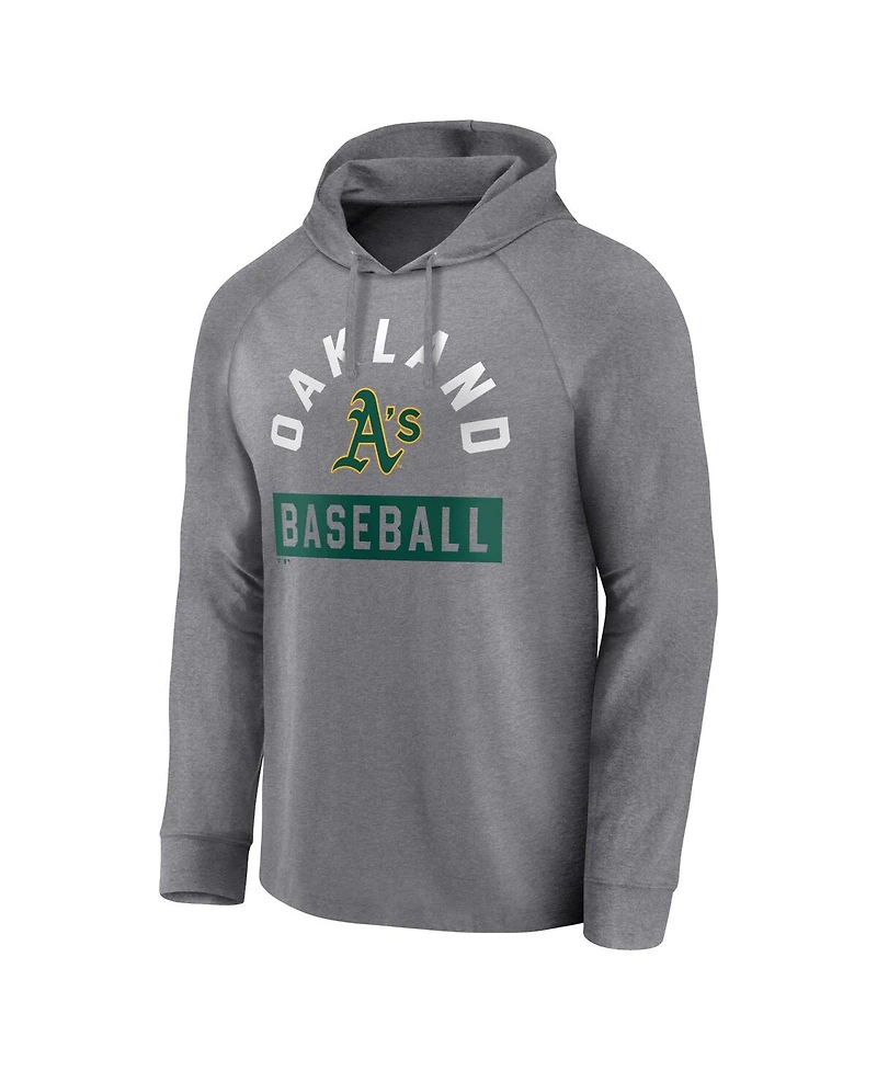 Men's Fanatics Gray Oakland Athletics No Time Off Raglan Pullover Hoodie