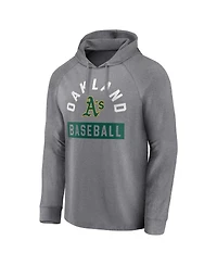 Men's Fanatics Gray Oakland Athletics No Time Off Raglan Pullover Hoodie