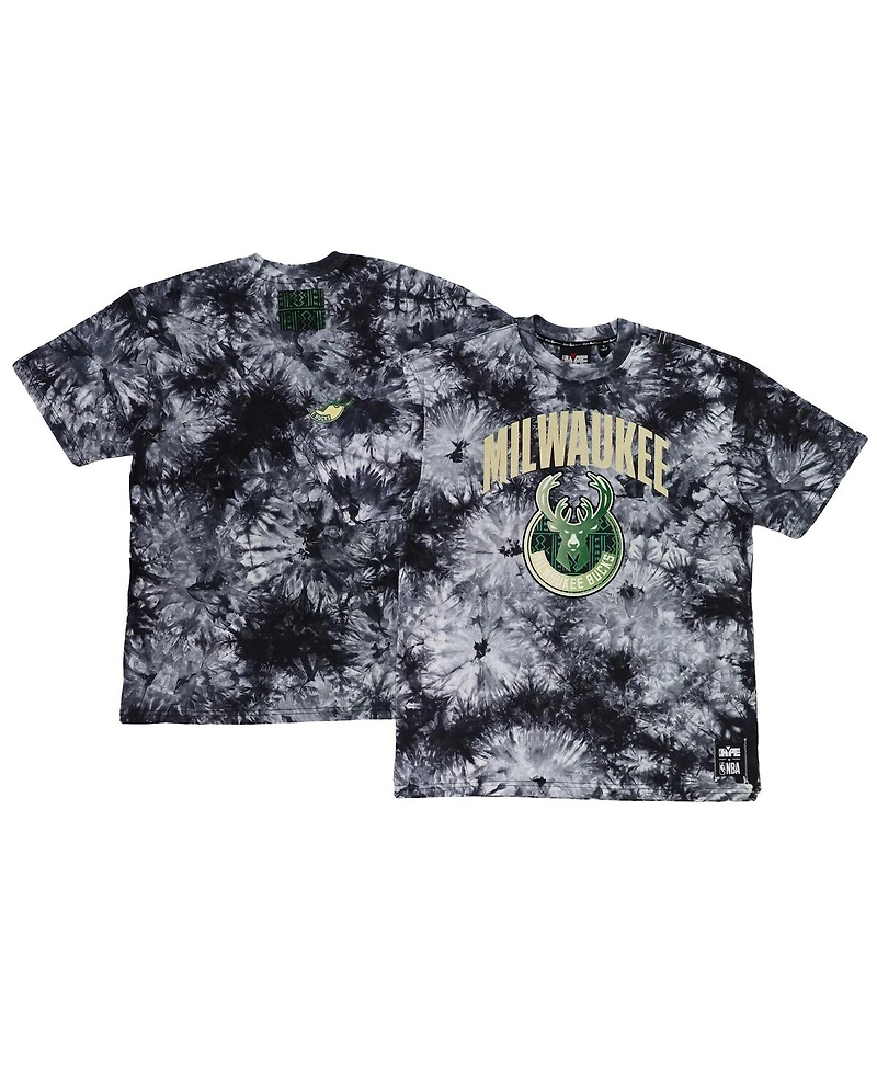 Men's and Women's Nba x Two Hype Black Milwaukee Bucks Culture & Hoops Tie-Dye T-shirt