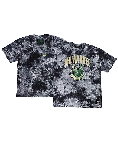 Men's and Women's Nba x Two Hype Black Milwaukee Bucks Culture & Hoops Tie-Dye T-shirt