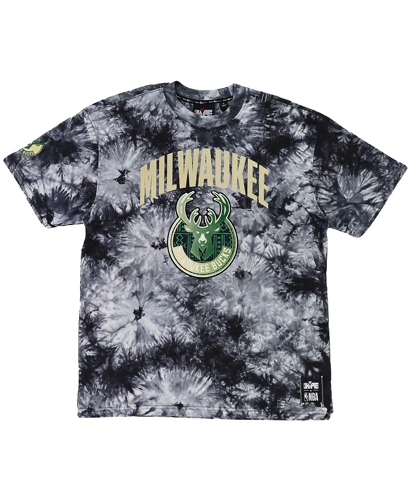 Men's and Women's Nba x Two Hype Black Milwaukee Bucks Culture & Hoops Tie-Dye T-shirt