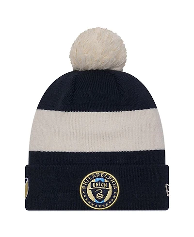 Men's New Era Navy Philadelphia Union 2024 Kick Off Collection Cuffed Knit Hat with Pom