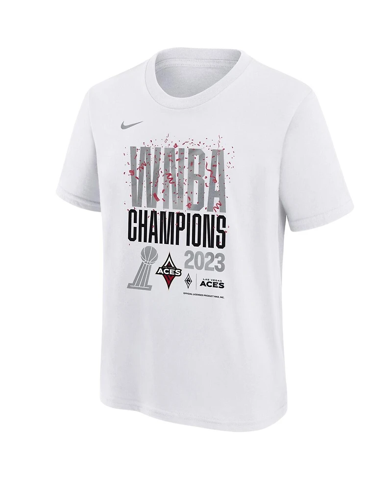 Big Boys and Girls Nike White Las Vegas Aces 2023 Wnba Finals Champions Authentic Parade T-shirt