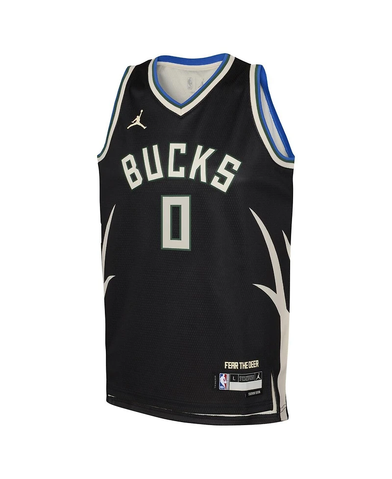 Big Boys Jordan Damian Lillard Black Milwaukee Bucks Swingman Jersey - Statement Edition