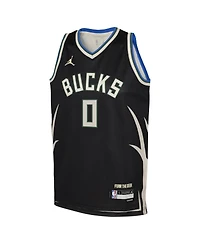 Big Boys Jordan Damian Lillard Black Milwaukee Bucks Swingman Jersey - Statement Edition