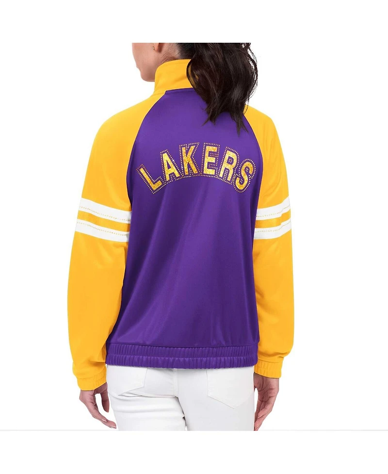 Women's G-iii 4Her by Carl Banks Purple Los Angeles Lakers Main Player Raglan Rhinestone Full-Zip Track Jacket