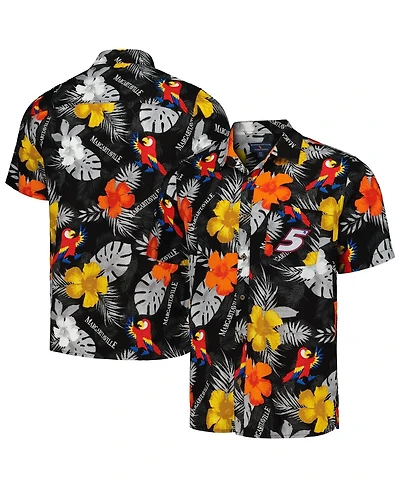 Men's Margaritaville Black Kyle Larson Island Life Floral Party Full-Button Shirt