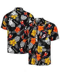 Men's Margaritaville Black Kyle Larson Island Life Floral Party Full-Button Shirt